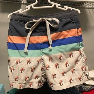 Bucees Beaver convenient store retro swim trunks boys 4T shorts lined